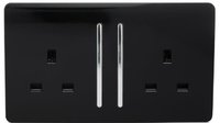 TRENDI 2 GANG 13 AMP SWITCHED SOCKET BLACK