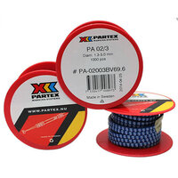 Partex PA 02/3 White 6 on Blue Coloured Cable Marker (1000)