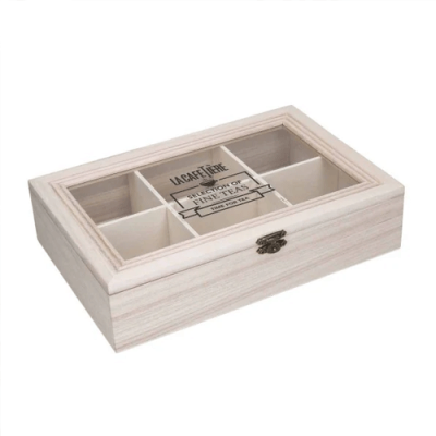 La Cafeti&egrave;re 6 Compartment Wooden Tea Box