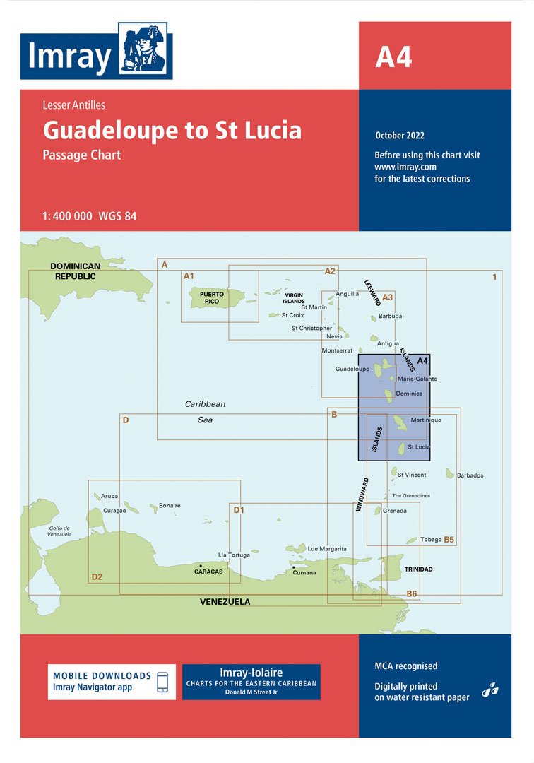 Imray Chart A4 Guadeloupe to St Lucia Passage Chart toddnavigation