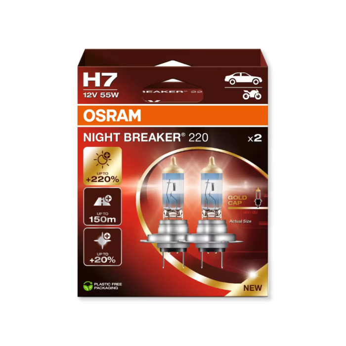 Night Breaker H7 Halogen Bulb +220% Brighter (Twin Pack)