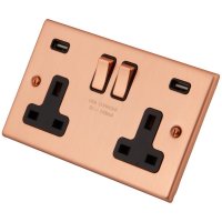 Copper 2 Gang 13A  Socket c/w 2XUSB 6102-914