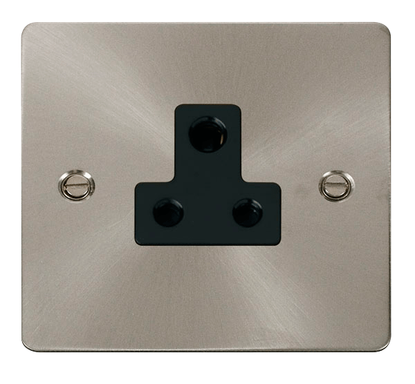 Click Define 5A Round Pin Socket Brushed Steel Black Insert FPBS038BK