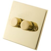Polished Brass 2 Gang 2 Way 400W Dimmer 6050-022
