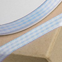 Gingham Ribbon Blue - 10mm x 25m