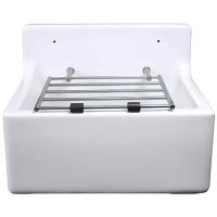 Lecico Atlas 18" Low Back One Bowl White Sink with Legs and Waste