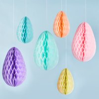 Pastel Egg Honeycomb Decorations - Pack of 6