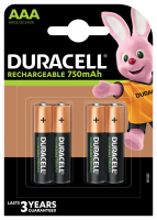 DURACELL RECHARGEABLE BATTERY SIZE AAA 750mAh CARD 4
