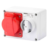 Gewiss GW66020 Interlocked Switch Socket - 32A - 3P+N+E - 380-415V (Red) - IP44