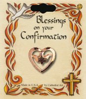 Confirmation Brooch - Gilt Dove In Heart   (F1702)