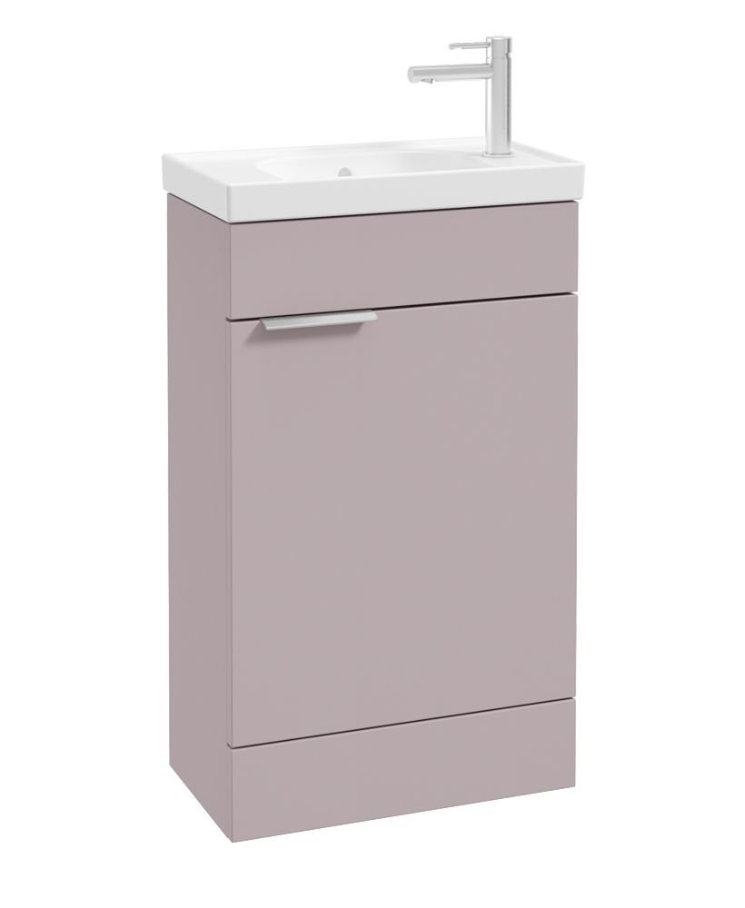 STOCKHOLM 50CM FLOOR STANDING CLOAKROOM CASHMERE PINK MATT VANITY UNIT - BRUSHED CHROME HANDLES