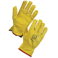 Supertouch Leather Driving Gloves, Lined, Yellow