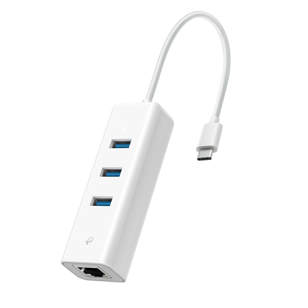 TP-Link UE330C connected to laptop for network and USB connectivity