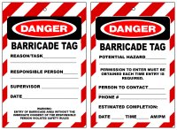 DANGER Barricade Tag, Pack 25