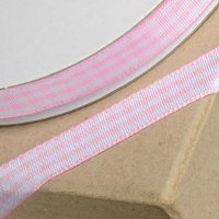 Gingham Ribbon Pink - 10mm x 25m