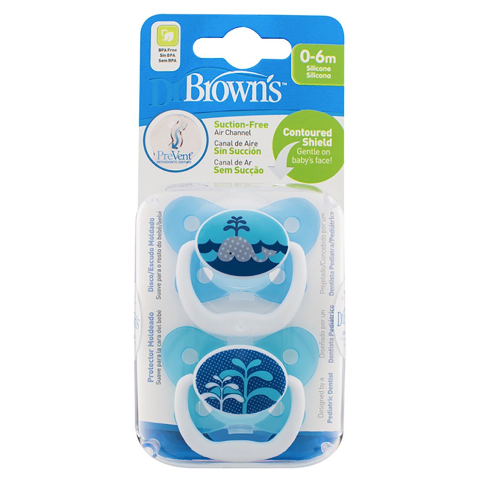 Dr Browns Prevent Soothers Boys Twin Pack 0-6 Months