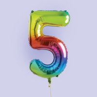 Rainbow Number '5' Foil 34" Balloon