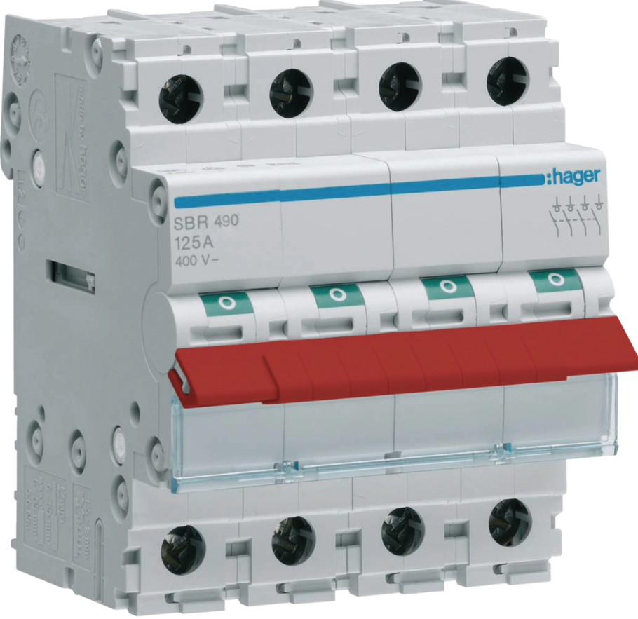 Hager 100A 4P Din Rail Isolator SBR490
