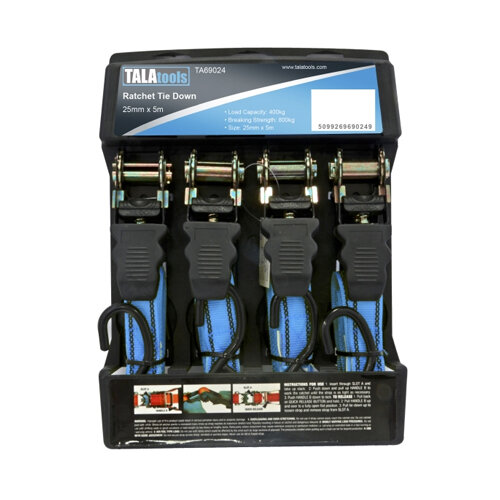 Tala 4 Piece Ratchet Tie Down Set