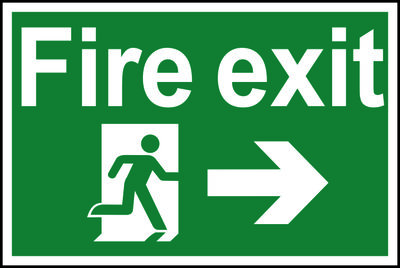 Safety Sign Fire Exit Running Man Arrow Right PVC 300x200mm