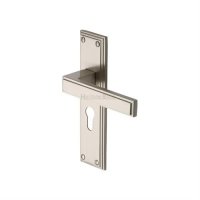 ATL5748-SN - Heritage Brass Door Handle Euro Profile Atlantis Design Satin Nickel Finish