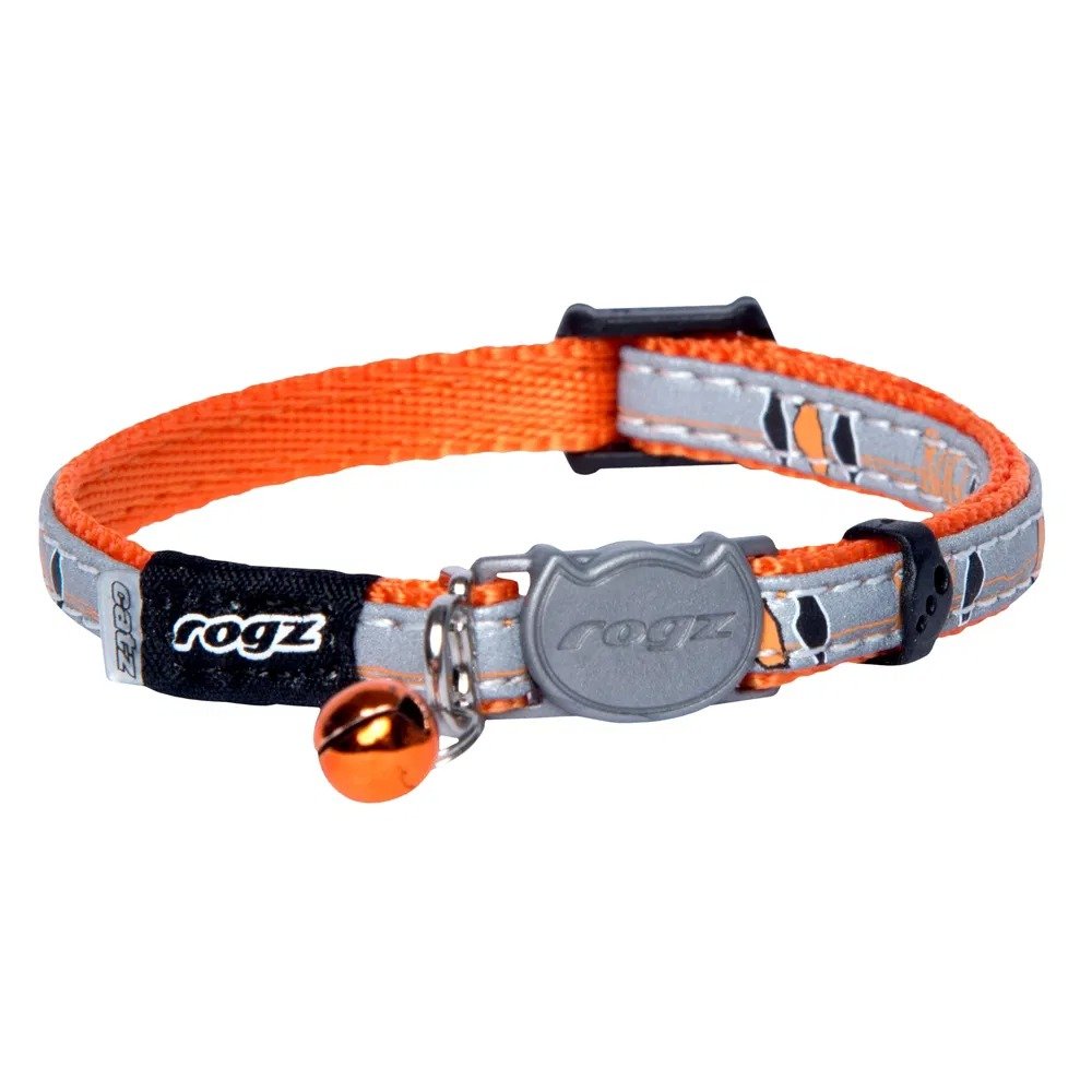 Rogz CB08-D NightCat Adjustable Reflective Collar Orange 200-310mm Small