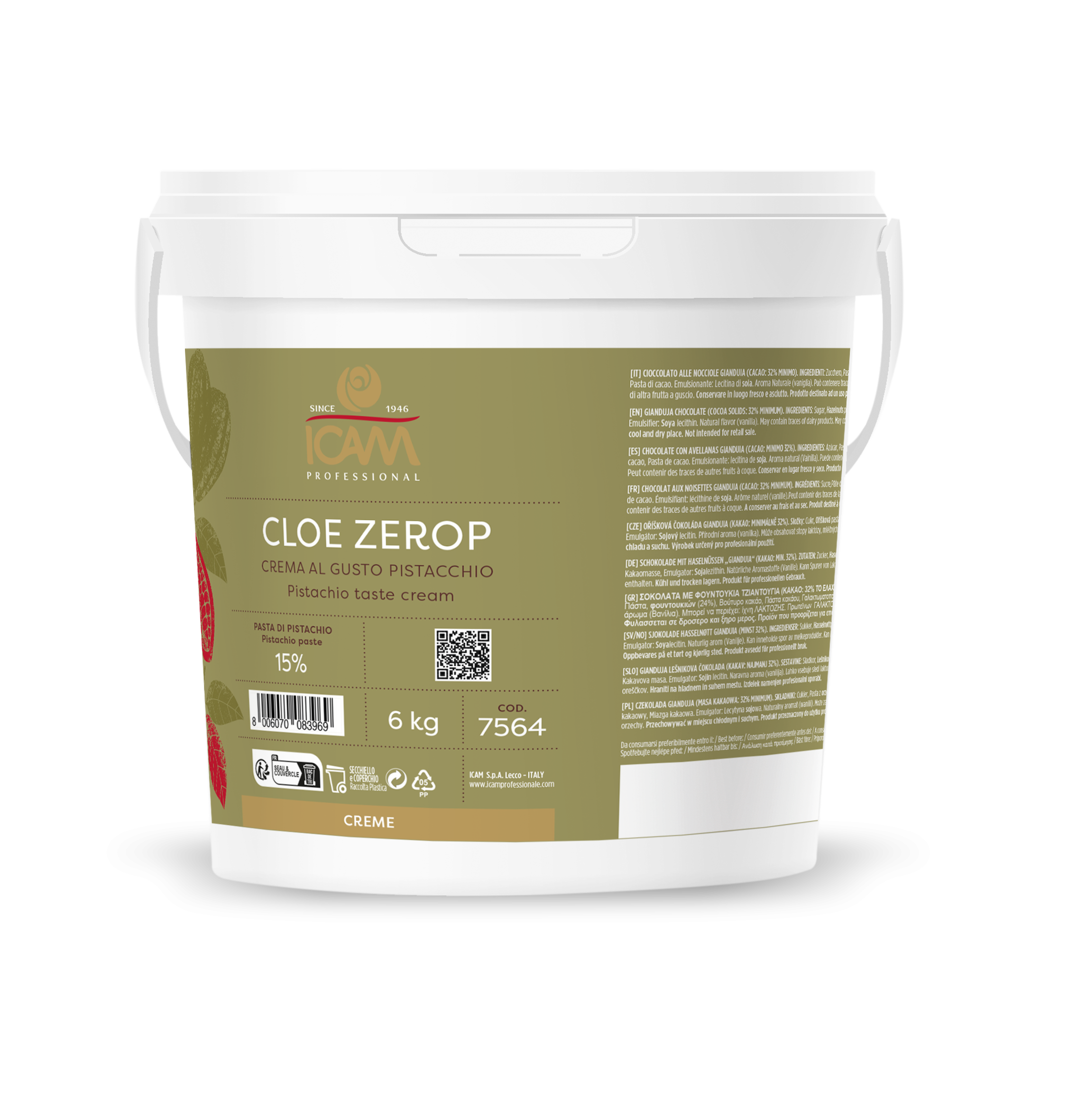 ICAM 6935 CREMA CLOE ZEROP PISTACHIO 6KGS