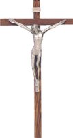 Wood Hanging Crucifix 19 inch/Metal Corpus   (1096)