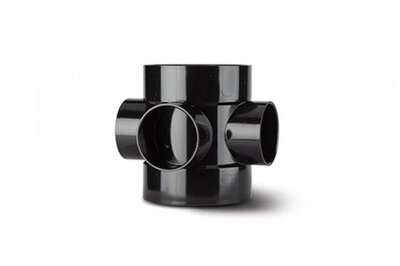 Soil 110mm 3 Way Short Boss Pipe Black