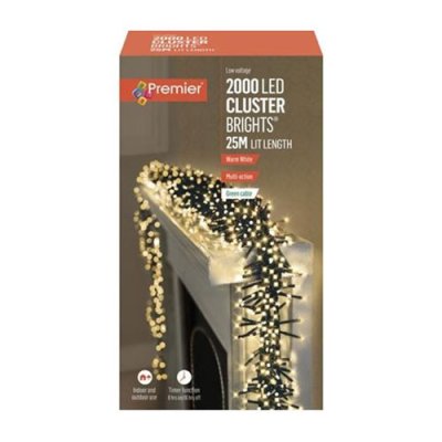 Premier Multi-Action Christmas LED Cluster Lights - Warm White