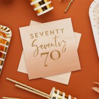 Gold Foiled 'Seventy' Paper Napkins - Pack of 16