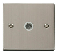 Click Deco Victorian Stainless Steel with White Insert Single Coaxial Socket  | LV0101.0120