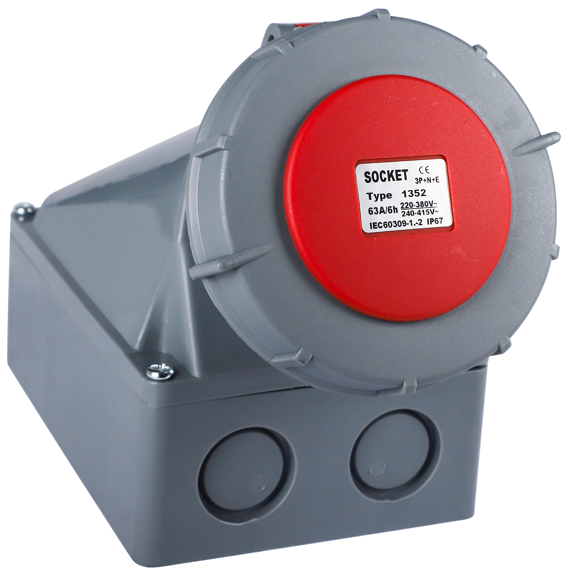 EBASEE CEE IP67 Wall Mounted Socket 5X63A 380V Red