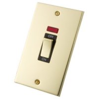 Polished Brass 2 Gang 45A Cooker Switch Neon 6052-203