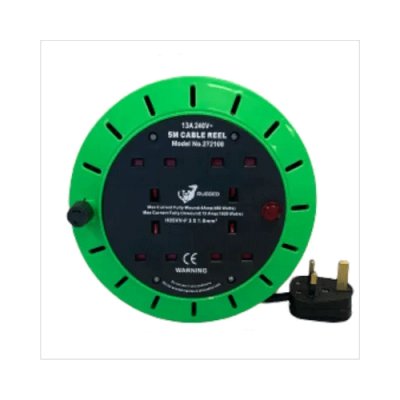 Rugged 5m Cable Reel 4 Gang 13a Cassette