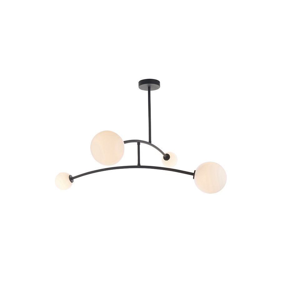 Endon Black Ceiling Light With 4 Opal Glass Shades