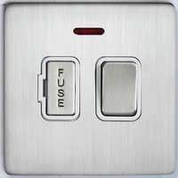 DETA Screwless Fused Spur switch with Neon Satin Chrome White Insert | LV0201.0074