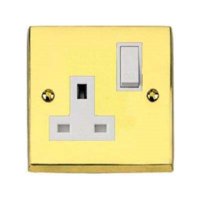 VICTORIAN BRASS HERITAGE SOCKET SWITCH 1 GANG 13A