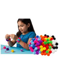 Threading Pom Poms - Assorted Colour 20mm 10 colours - 150 piece