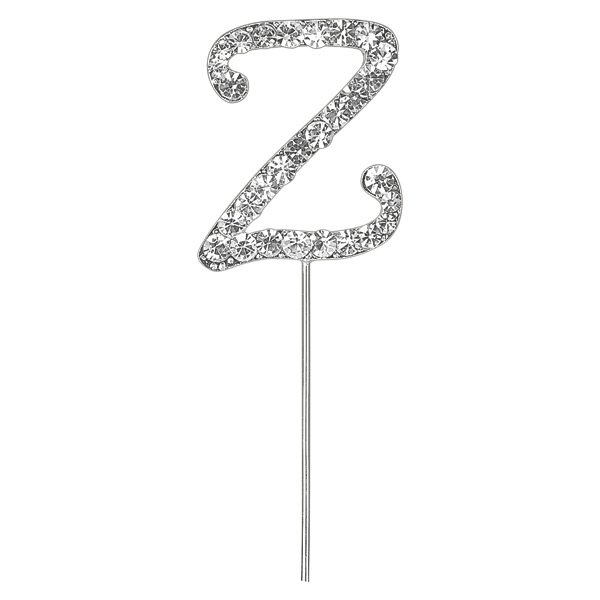 Diamante Letter "Z" On Stem Silver - 4.5cm