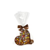 Milk heart plaque with sugar lentils in clear gift bag - 8x100g