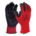 Partially Fingerless Glove With PU Palm Coating, Black/Red