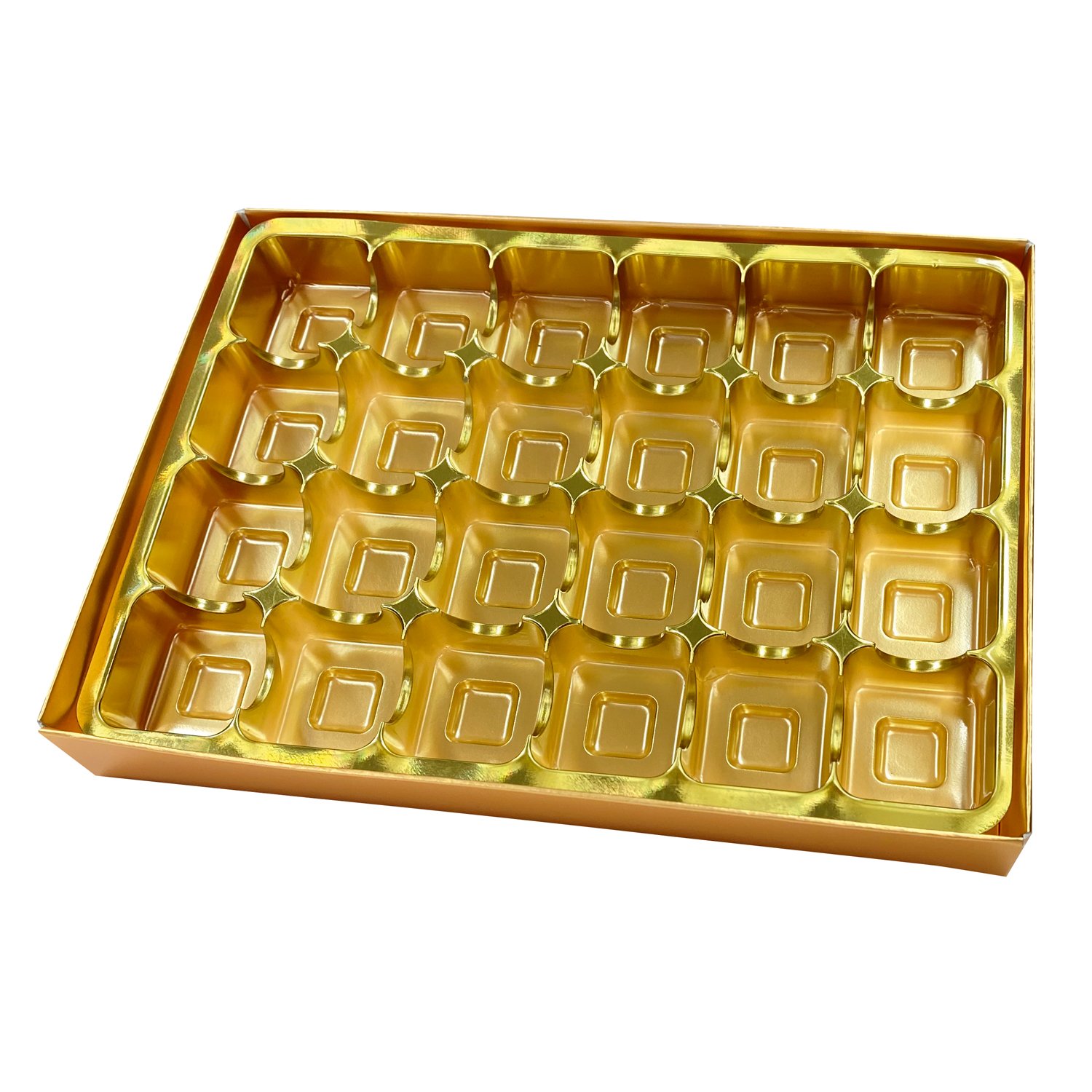 THS Packing - 24 choc gold base, gold vac tray and clear lid x 25pcs