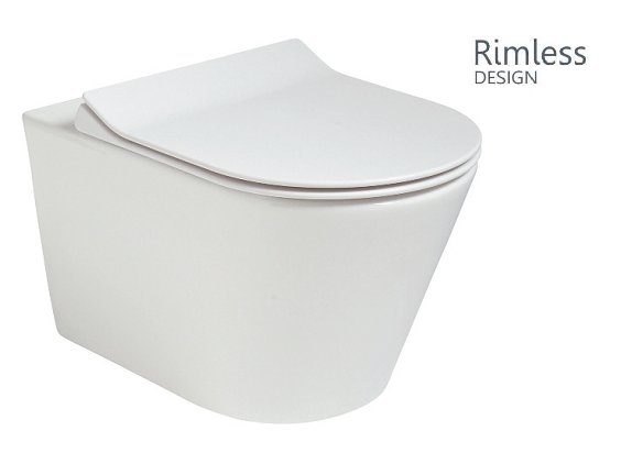REFLECTIONS WALL HUNG RIMLESS WC -SLIM SOFT CLOSE SEAT