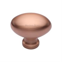 C114-38-SRG - Heritage Brass Cabinet Knob Victorian Oval Design 38mm Satin Rose Gold Finish