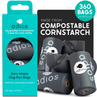 Adios Compostable Dog Poo Bags Non Handled Slate Grey Rolls  8x15