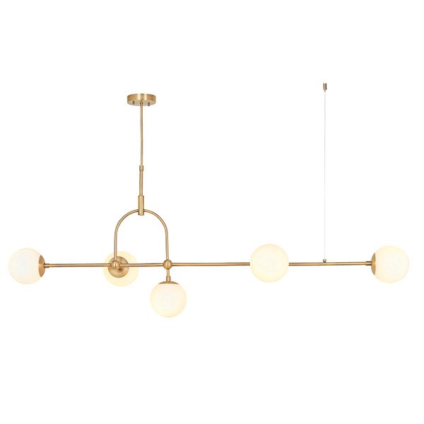 Endon Matt Antique Brass Linear Pendant With Opal Glass And Adjustable Stem