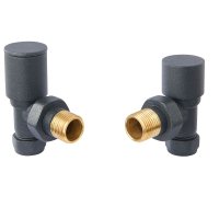 Tucker French Contemporary Radiator Valves Angled 1/2" x 15mm Anthracite