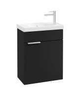 STOCKHOLM 50CM WALL HUNG CLOAKROOM MATT BLACK VANITY UNIT - BRUSHED CHROME HANDLES