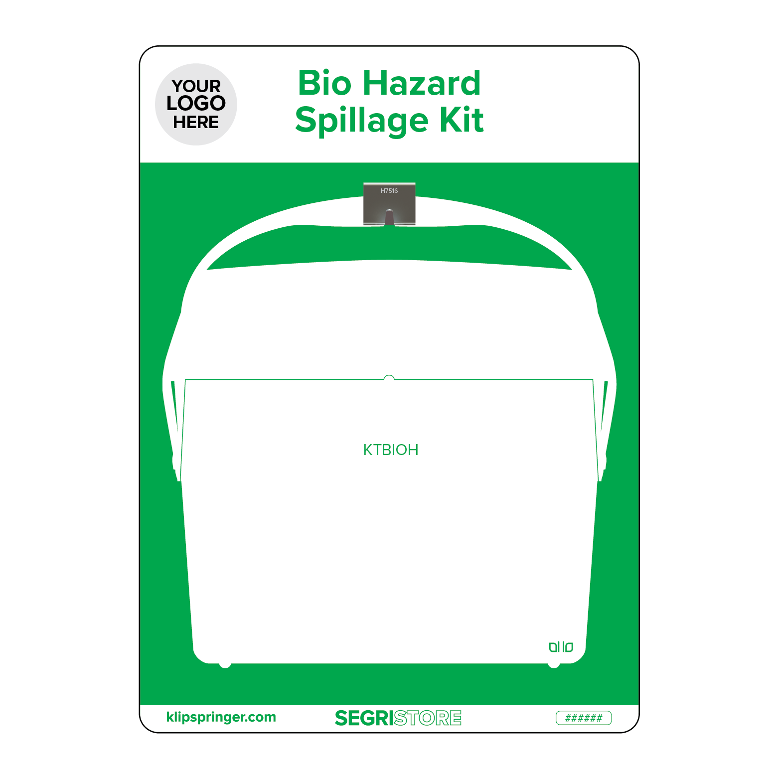 Bio Hazard Spillage Kit Shadow Board, Green